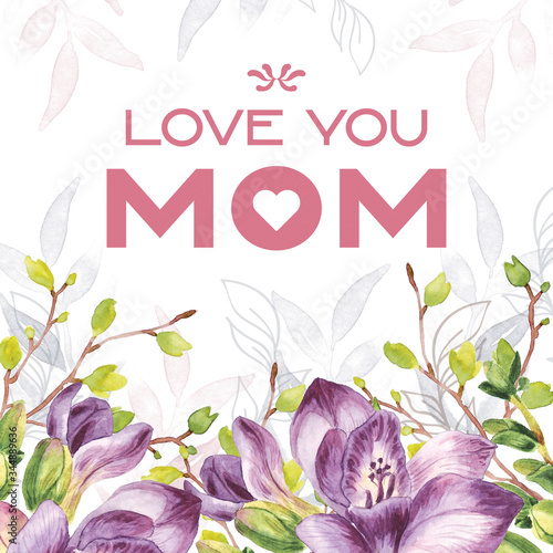 postcard watercolor I love you mom