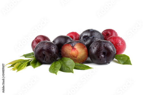 Plums and leaves