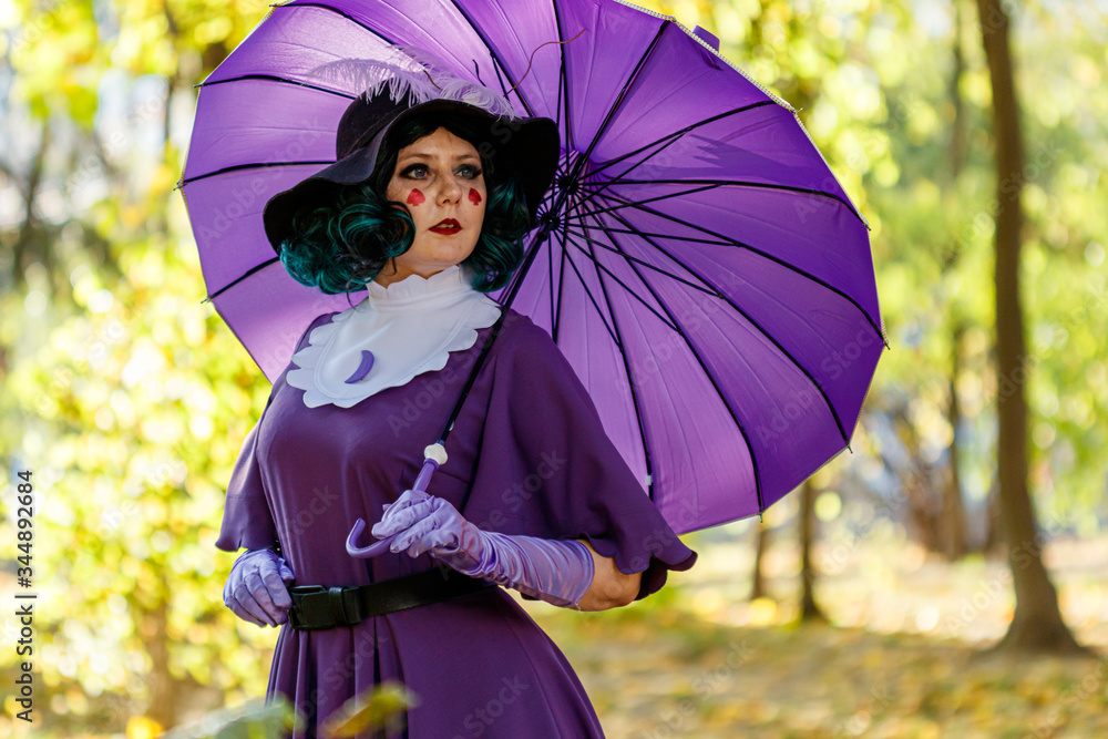 Foto Stock Girl Queen Eclipsa Butterfly, purple dress and umbrella | Adobe  Stock