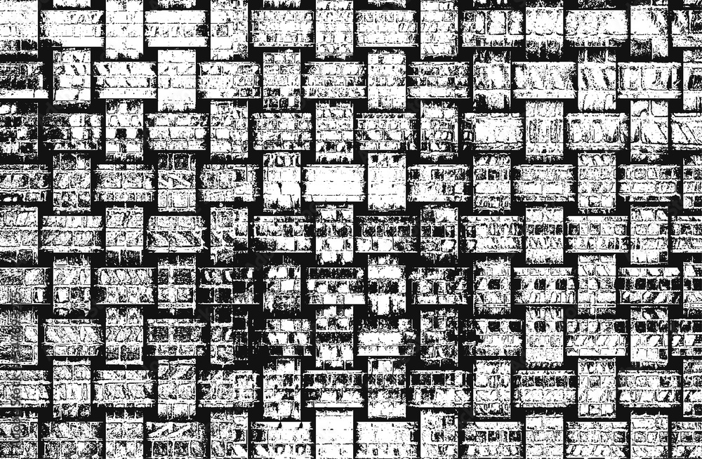 Fototapeta premium Collage old brick. Background texture of scratched old damaged bricks