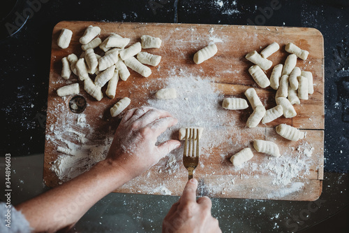 Preparing home made gnocchi at home