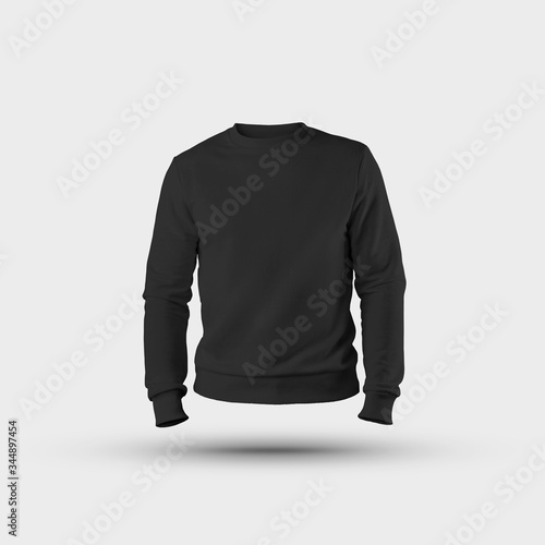 Standing pullover template 3D rendering, front view, male blank sweatshirt for presentation of design and advertising in the online store.