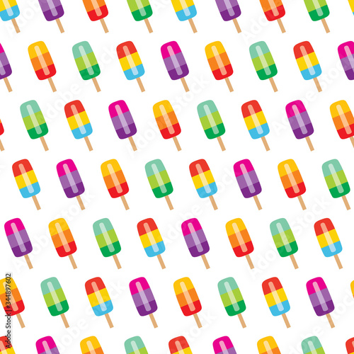 Seamless ice cream with colorful on white background, suitable for summer background