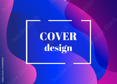 Abstract trendy fluid wavy neon horisontal background. Cyan, blue, violet, moonlight, mint colors with gradient. Applicable for landing page, cover, brochure, flyer design etc. Vector illustration.