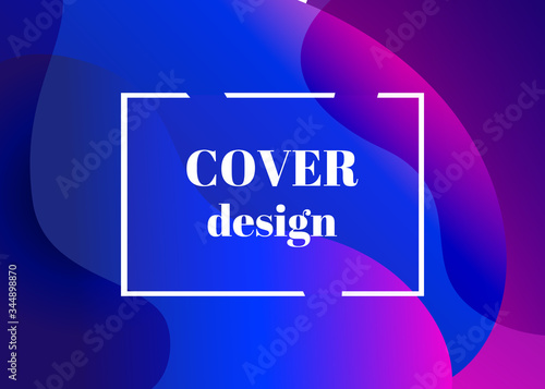 Abstract trendy fluid wavy neon horisontal background. Cyan, blue, violet, moonlight, mint colors with gradient. Applicable for landing page, cover, brochure, flyer design etc. Vector illustration.