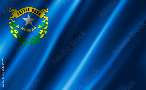 Image of the waving flag American state Nevada (3D rendering)