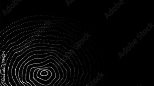 Vector abstract dark futuristic background. Big data visualization. Digital dynamic wave of particles.