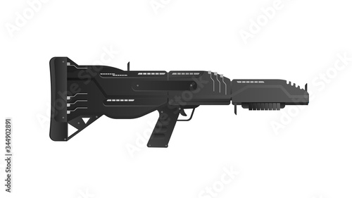 Futuristic weapons. Fantastic assault rifle vector illustration. Heavy assault rifle. Isolated. Vector.