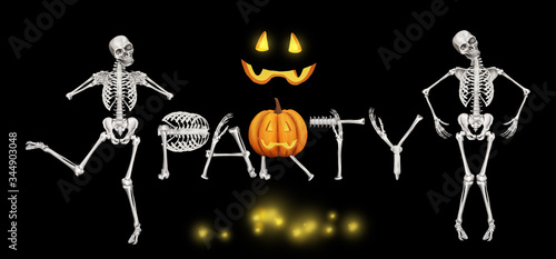 Halloween dance party word- art. Colorful element for design isolated on black