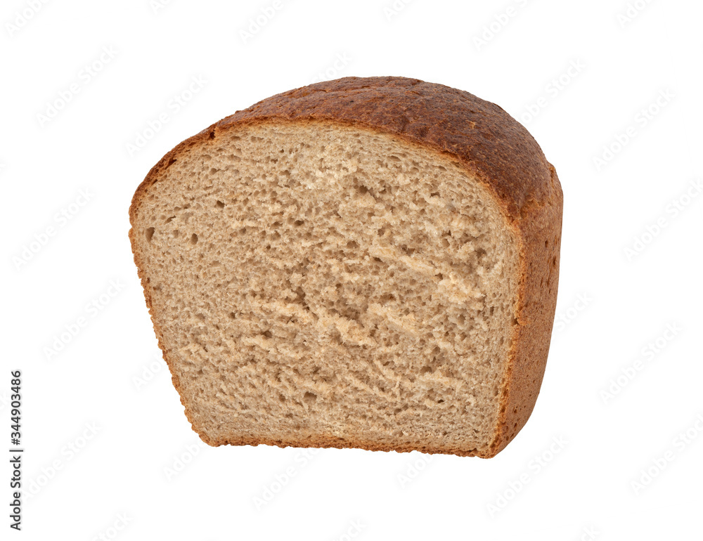 half loaf of rustic bread isolated on white half loaf of rustic bread isolated on white