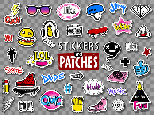 Hipsters teens stickers and patches