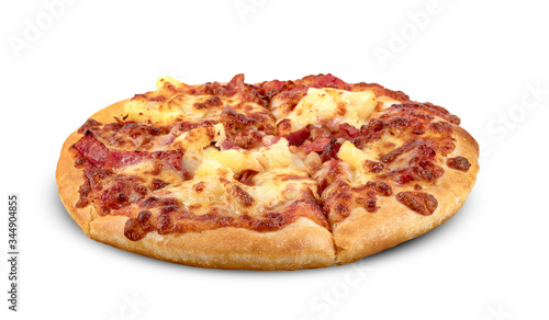 Hawaiian pizza on isolated on white background