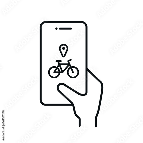 bike rental icon, bicycle location smybol, mobile app for bicycle vector