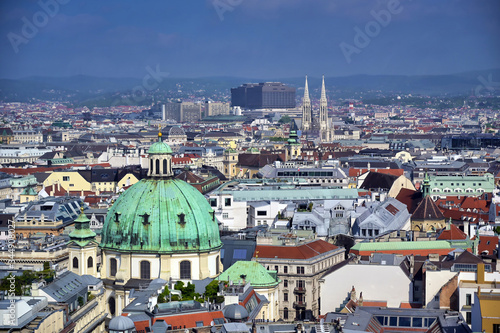 Photography An aerial view of Vienna, Austria from St. Stephen's Cathedral.