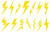 Illustration of different lightning bolts isolated on white