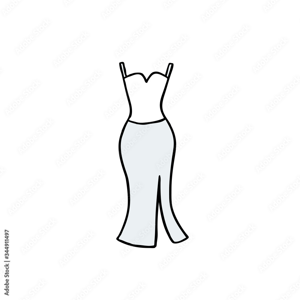 Obraz premium wedding dress doodle icon, vector illustration