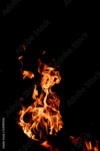 Fire background. Fire flame on a black background.