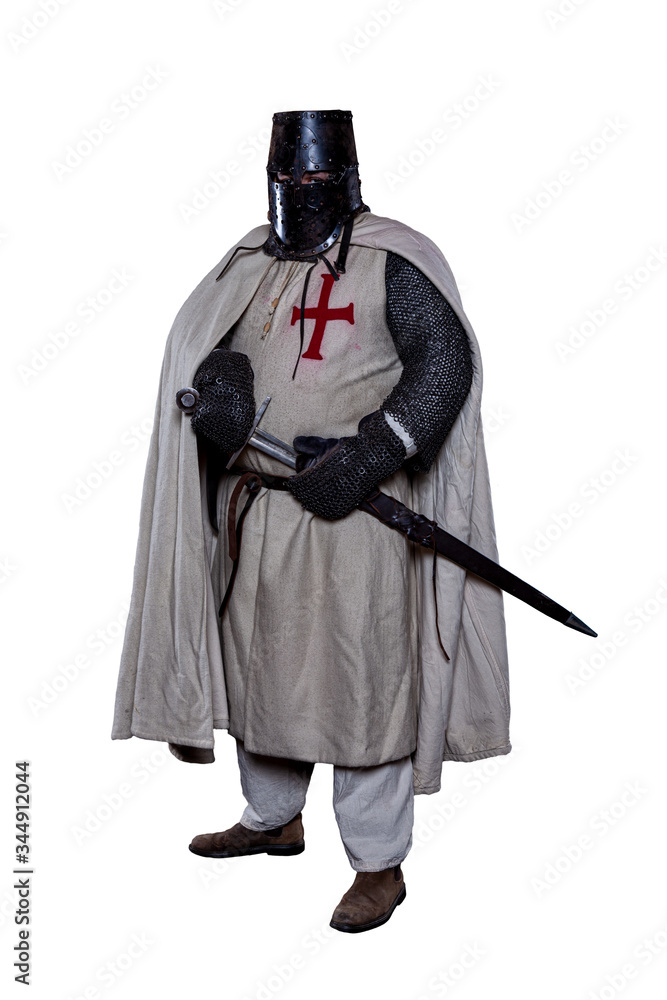 Templar knight with helmet and sword