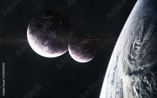 Fototapeta Naklejka Na Ścianę i Meble -  Planets somewhere in deep space. Science fiction. Elements of this image furnished by NASA