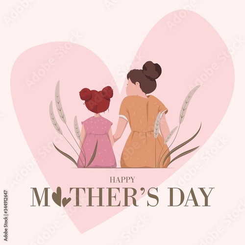 Happy Mother's Day. The Love of Mother and Little Girl.