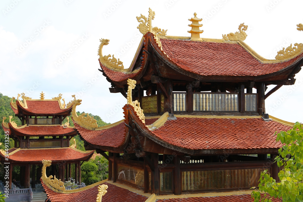 Fototapeta premium Ho Quoc Pagoda on Phu Quoc Island, Vietnam. Buddhist monastery.