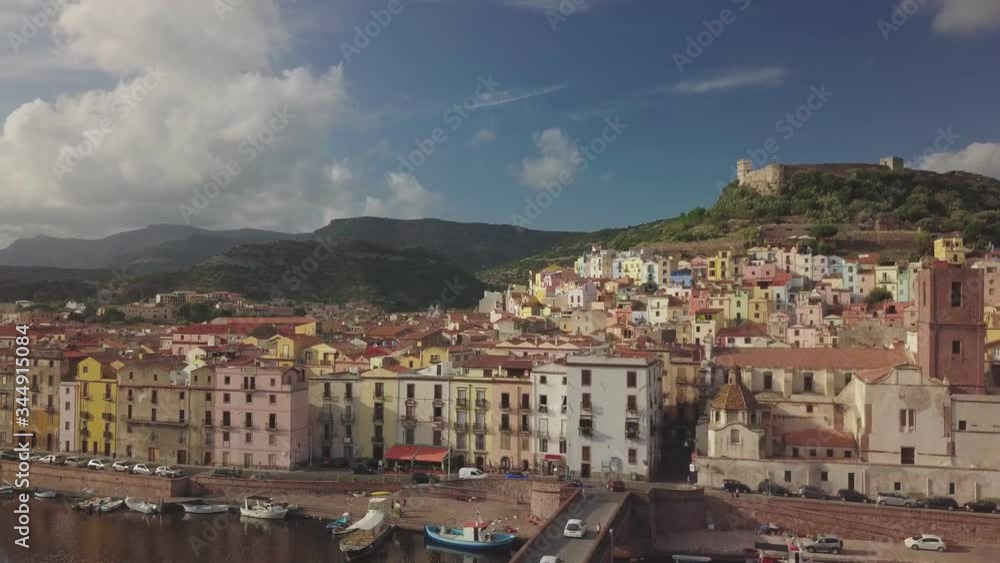 Aerial view of Bosa Sardinia colorful village Aerial view of Bosa Sardinia colorful village