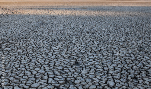 Cracked dry ground.