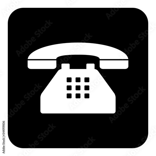 Home phone icon. Telephone icon on black background drawing by illustration