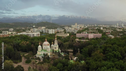 Wallpaper Mural Wooden church in city park at sunset, Almaty, Kazakhstan Torontodigital.ca