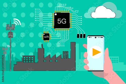 Microelectronic factory that produces equipment to support 5g signal connection.