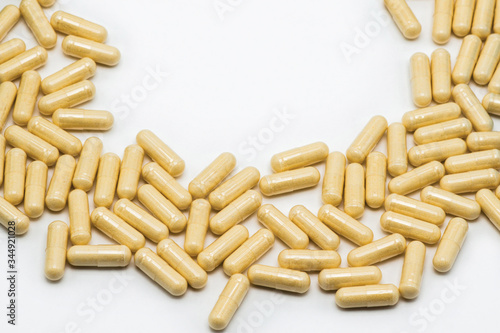 Vegetarian capsules on a light background