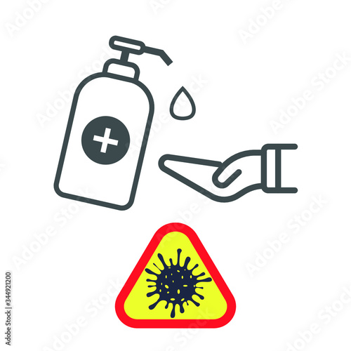 Vector graphics of disinfection, hand washing with soap.