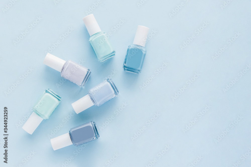 Blue monochrome set of nails polish Blue monochrome set of nails polish