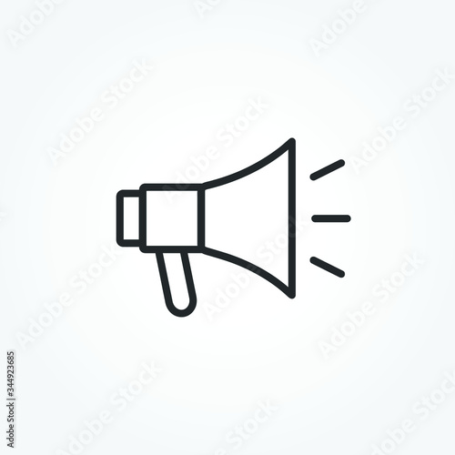 Megaphone - promotion line web icon in flat style. Outline design with editable stroke. Loudspeaker sign. Vector illustration.
