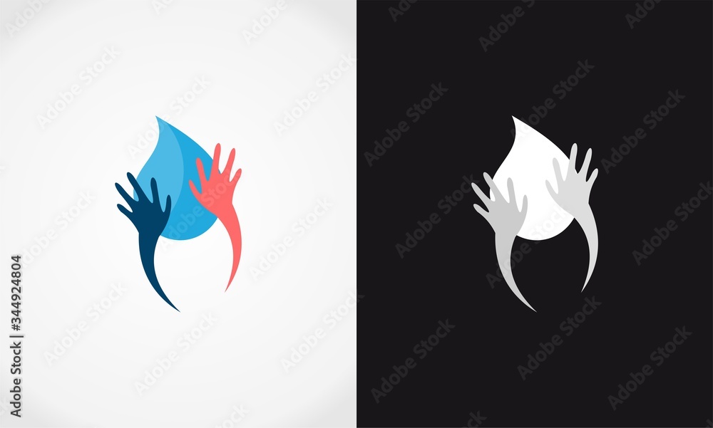 Fototapeta premium hand & water, sanitation icon logo