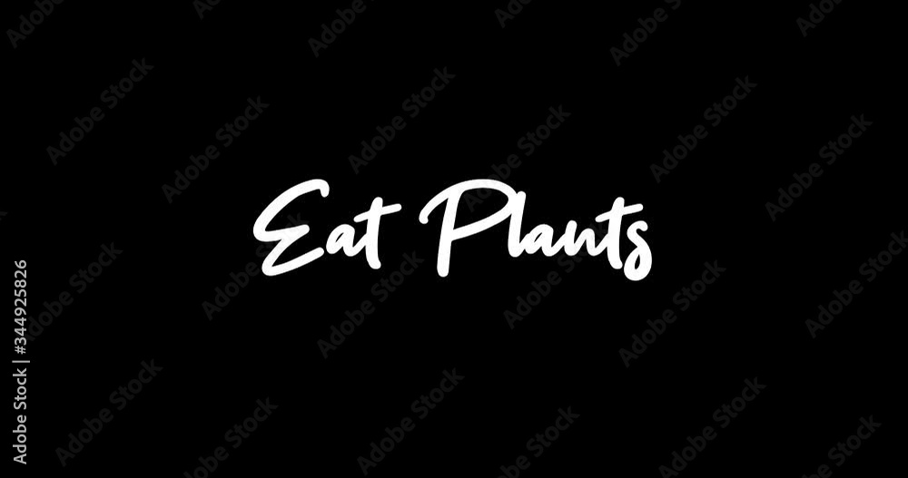 Eat Plants White Color Cursive Font Transition on Green Background Stock Video Eat Plants White Color Cursive Font Transition on Green Background Stock Video