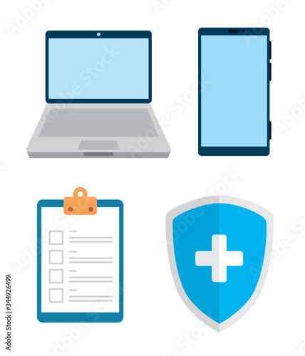 set of telemedicine technology icons design