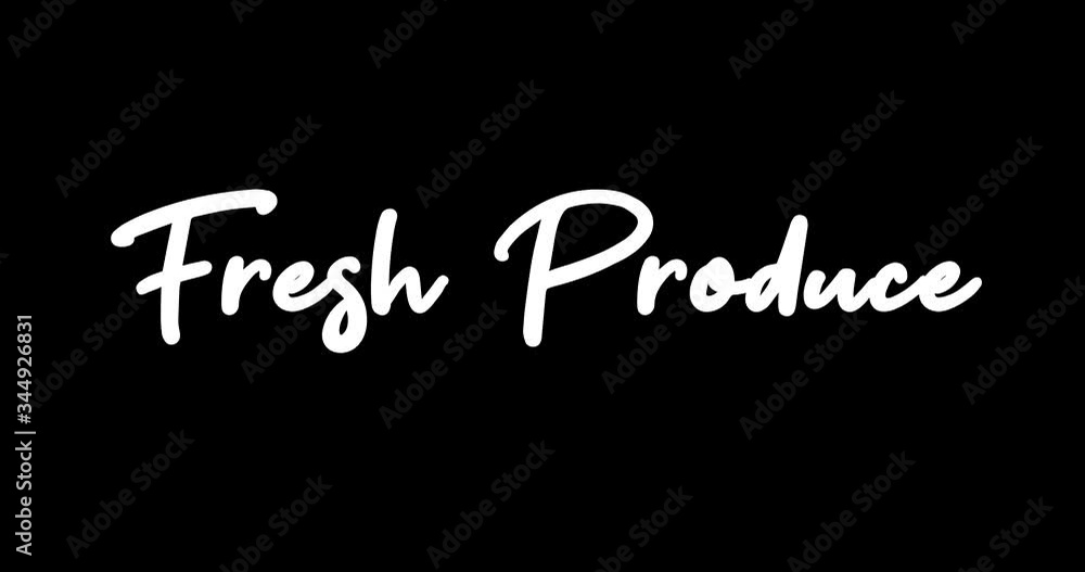 Fresh Produce White Color Cursive Font Transition on Green Background Stock Video Fresh Produce White Color Cursive Font Transition on Green Background Stock Video