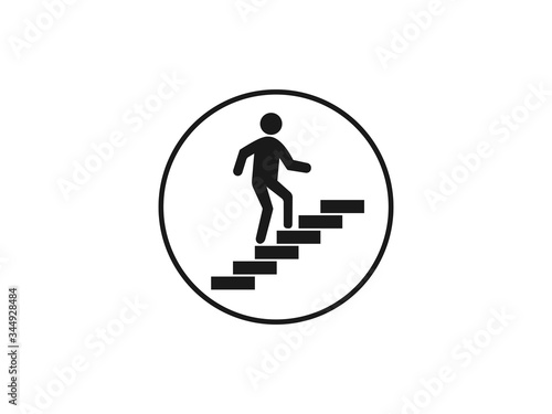 Stairs, stairwell, walks up icon. Vector illustration, flat design.