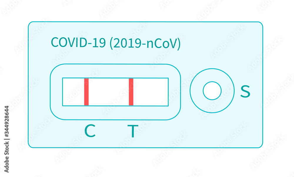 Test result pandemic COVID-19. Concept of disease caused by the virus outbreak. Positive test result by rapid test device for coronavirus novel coronavirus 2019. Vector illustration in flat style. Test result pandemic COVID-19. Concept of disease caused by the virus outbreak. Positive test result by rapid test device for coronavirus novel coronavirus 2019. Vector illustration in flat style.