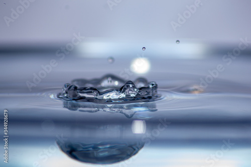 drop of water on blue