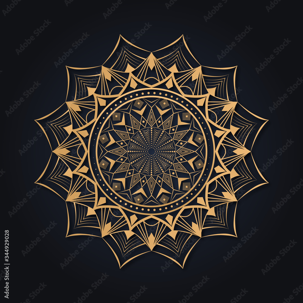Luxury gold mandala design with ornament, abstract floral vintage background