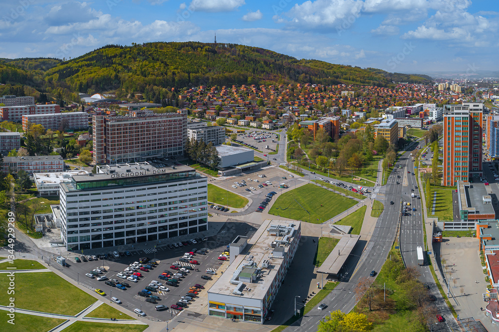 Ταπετσαρία Aerial view of center Zlin, modern town in Moravia