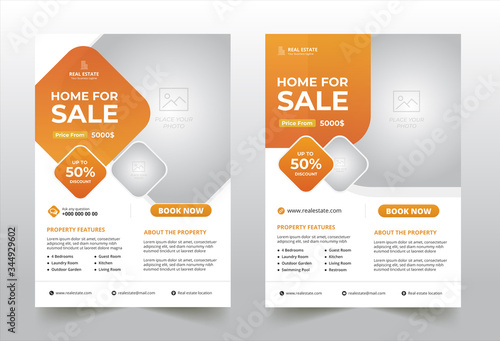 White real estate broker flyer and poster templates. Flyer concept.Brochure template design. Concept of architecture design.