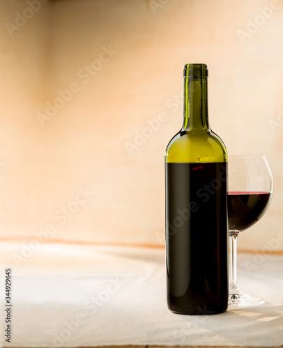 wine bottle and glass