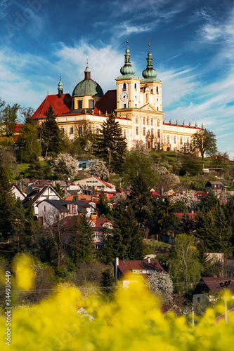 Svaty Kopecek by Olomouc in spring - Holy Hill, The Church of the Visitation of the Virgin Mary, town Olomouc in Moravia