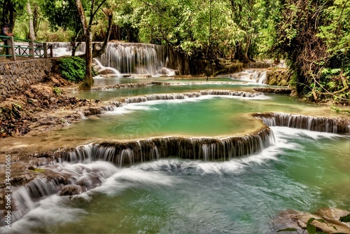 Beautiful shot of the Kuang Si Falls in Ban  Laos