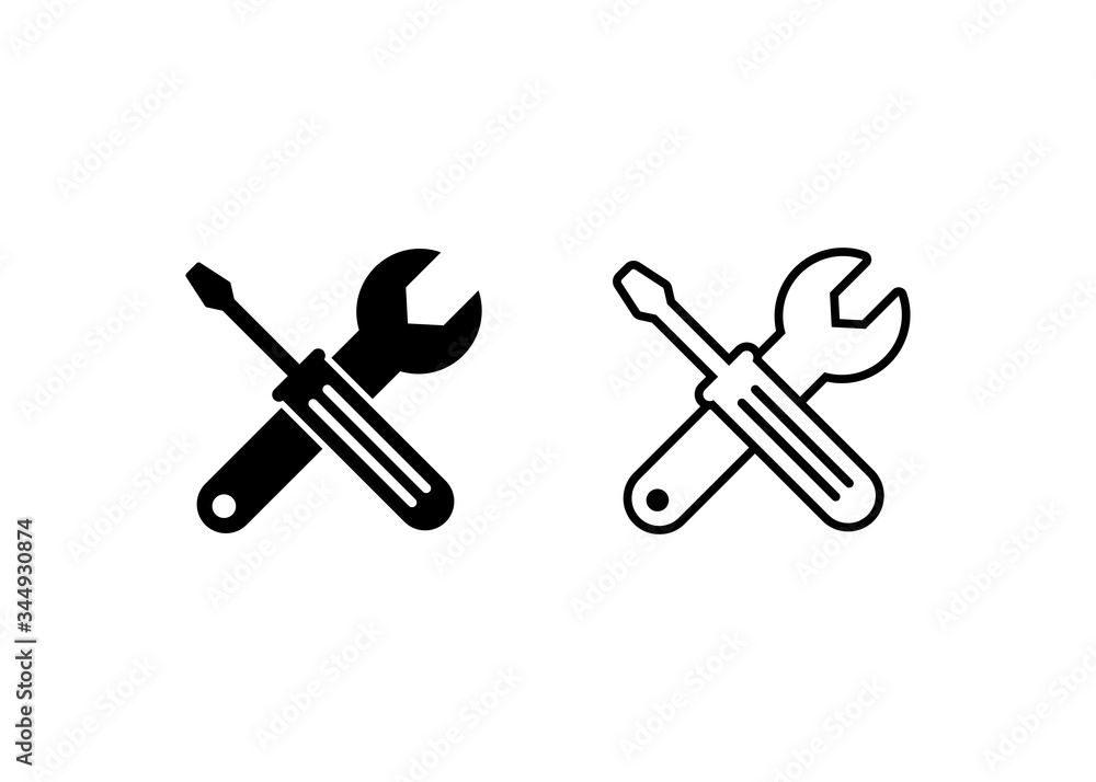 Screwdriver and Wrench Icon vector Design Screwdriver and Wrench Icon vector Design