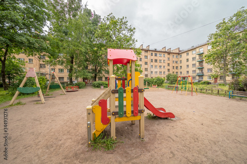 Wallpaper Mural Abandoned Children Playground in quarantine - nobody playing Torontodigital.ca