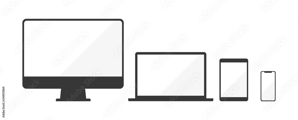 Device icons: smart phone, tablet, laptop and desktop computer. Vector illustration of responsive web design Device icons: smart phone, tablet, laptop and desktop computer. Vector illustration of responsive web design